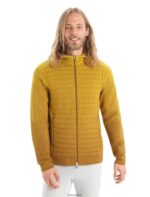 Icebreaker Men ZoneKnit Merino Insulated Long Sleeve Zip Hoodie Into the Deep Z04NXR404 Clothing Clove/Silent Gold