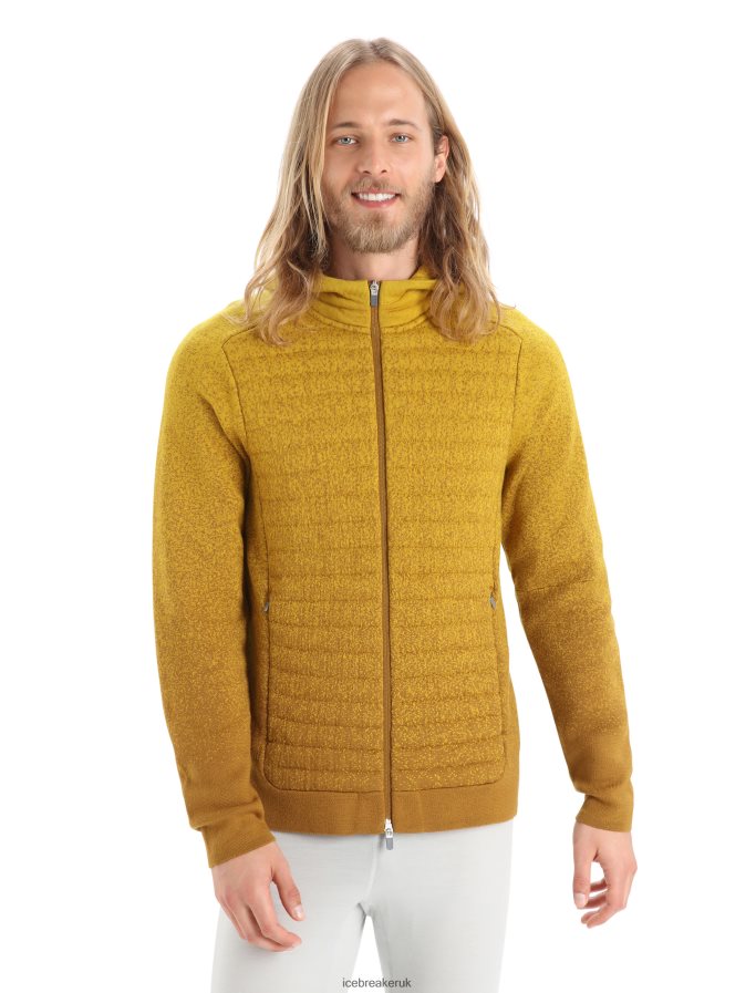 icebreaker_men_zoneknit_merino_insulated_long_sleeve_zip_hoodie_into_the_deep_z04nxr404_clothing_clove_silent_gold.jpg Icebreaker Men ZoneKnit Merino Insulated Long Sleeve Zip Hoodie Into the Deep Z04NXR404 Clothing Clove/Silent Gold - Image 1