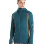 Icebreaker Men ZoneKnit Merino Long Sleeve Zip Hoodie Z04NXR219 Clothing Green Glory/Loden