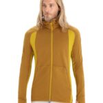 Icebreaker Men ZoneKnit Merino Long Sleeve Zip Hoodie Z04NXR408 Clothing Clove/Silent Gold