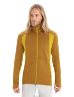 Icebreaker Men ZoneKnit Merino Long Sleeve Zip Hoodie Z04NXR408 Clothing Clove/Silent Gold