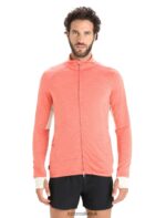 Icebreaker Men ZoneKnit Merino Long Sleeve Zip Top Z04NXR230 Clothing Vibrant Earth Heather/Chalk