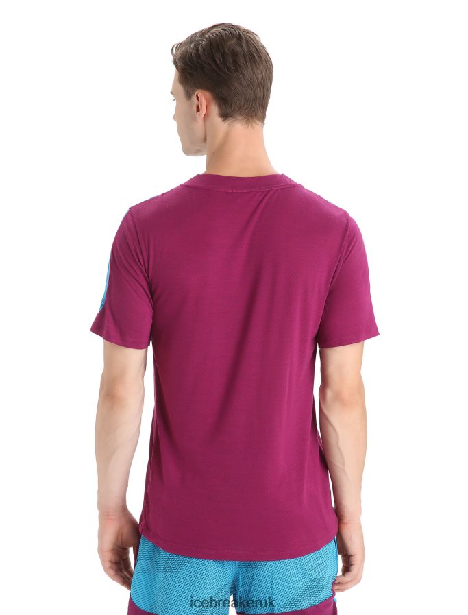 Icebreaker Men ZoneKnit Merino Short Sleeve T-Shirt Geodetic Z04NXR63 Clothing Geo Blue/Go Berry - Image 2