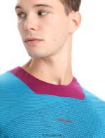 Icebreaker Men ZoneKnit Merino Short Sleeve T-Shirt Geodetic Z04NXR63 Clothing Geo Blue/Go Berry - Image 5