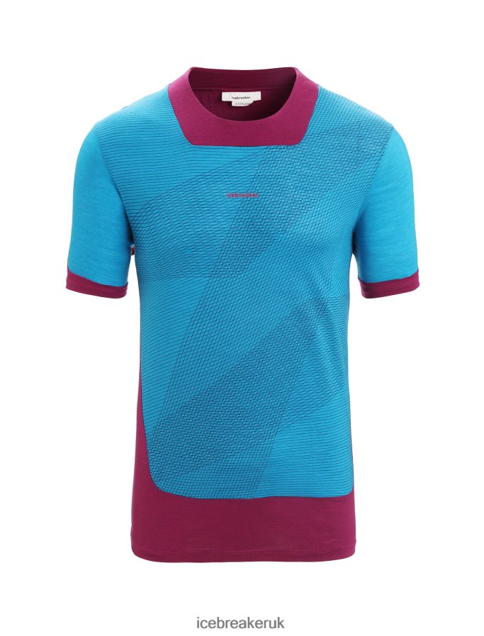 Icebreaker Men ZoneKnit Merino Short Sleeve T-Shirt Geodetic Z04NXR63 Clothing Geo Blue/Go Berry - Image 6