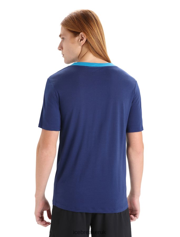 Icebreaker Men ZoneKnit Merino Short Sleeve T-Shirt Z04NXR71 Clothing Geo Blue/Royal Navy - Image 2