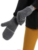 Icebreaker Unisex RealFleece Merino High Pile Mittens Z04NXR306 Clothing Gritstone Heather - Image 2