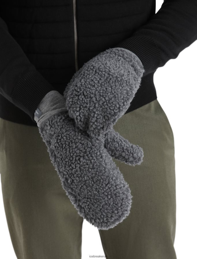 Icebreaker Unisex RealFleece Merino High Pile Mittens Z04NXR306 Clothing Gritstone Heather - Image 1