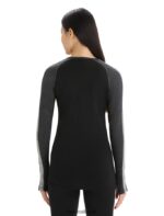 Icebreaker Women 125 ZoneKnit Merino Long Sleeve Crewe Thermal Top Z04NXR590 Clothing Jet Heather/Black - Image 2