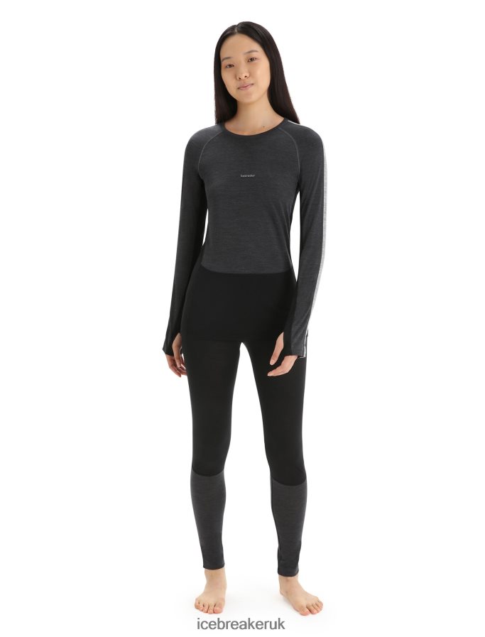 Icebreaker Women 125 ZoneKnit Merino Long Sleeve Crewe Thermal Top Z04NXR590 Clothing Jet Heather/Black - Image 3