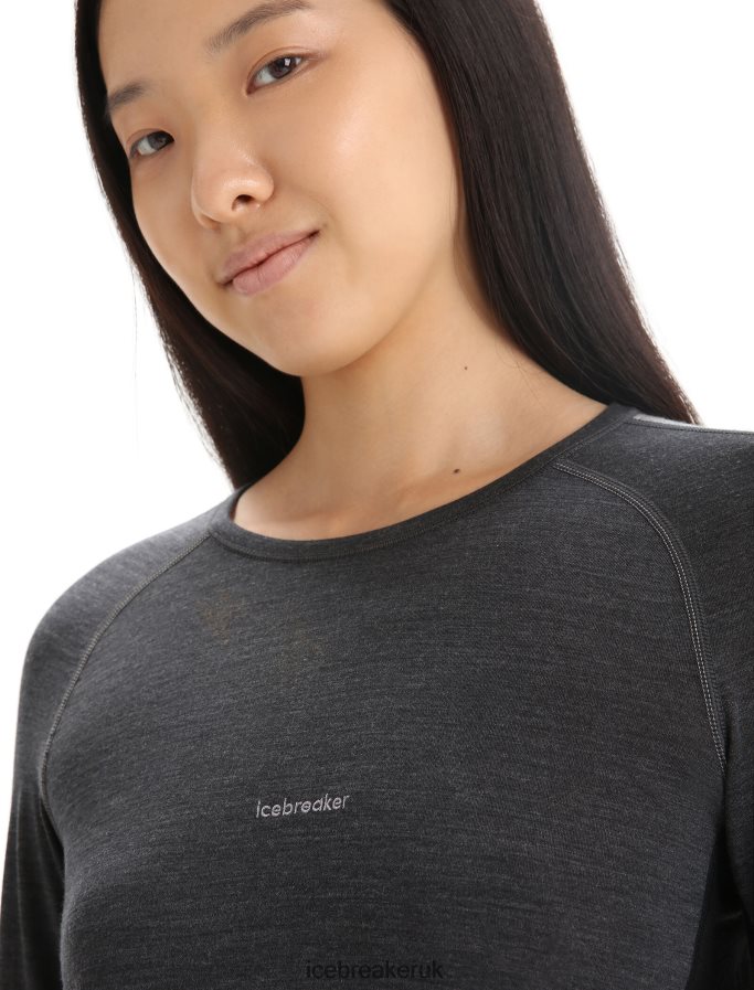 Icebreaker Women 125 ZoneKnit Merino Long Sleeve Crewe Thermal Top Z04NXR590 Clothing Jet Heather/Black - Image 4