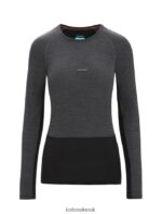 Icebreaker Women 125 ZoneKnit Merino Long Sleeve Crewe Thermal Top Z04NXR590 Clothing Jet Heather/Black - Image 7