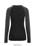 Icebreaker Women 125 ZoneKnit Merino Long Sleeve Crewe Thermal Top Z04NXR590 Clothing Jet Heather/Black - Image 8