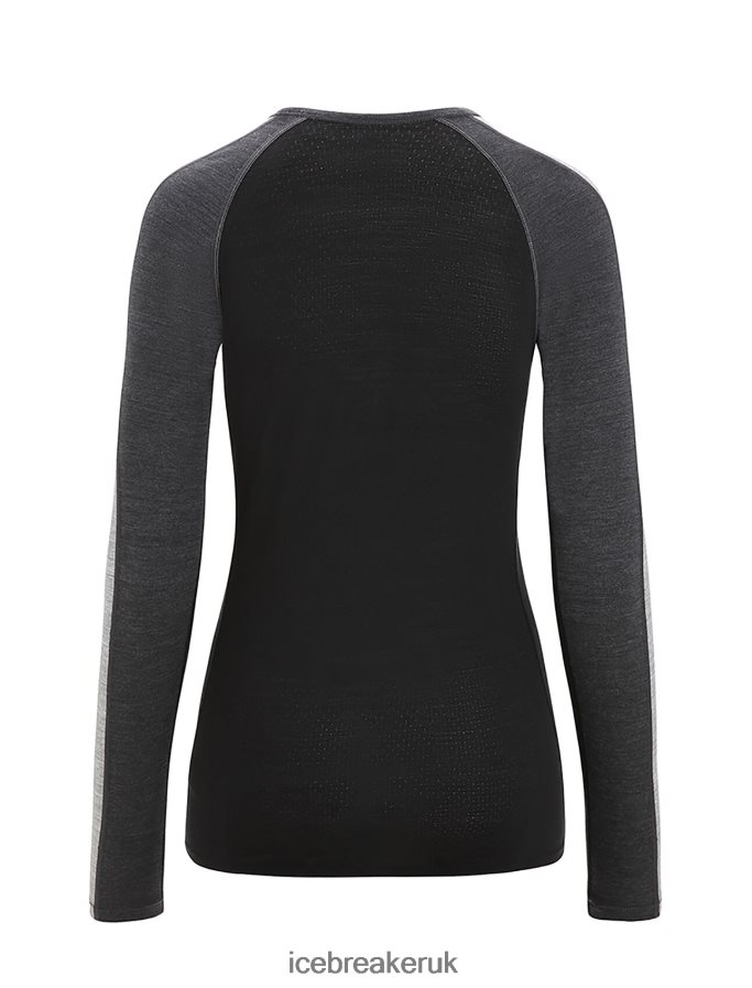 Icebreaker Women 125 ZoneKnit Merino Long Sleeve Crewe Thermal Top Z04NXR590 Clothing Jet Heather/Black - Image 8