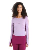 Icebreaker Women 125 ZoneKnit Merino Long Sleeve Crewe Thermal Top Z04NXR591 Clothing Purple Gaze/Go Berry