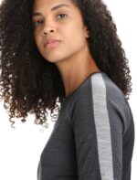 Icebreaker Women 125 ZoneKnit Merino Short Sleeve Crewe Thermal Top Z04NXR588 Clothing Jet Heather/Black - Image 5