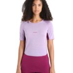 Icebreaker Women 125 ZoneKnit Merino Short Sleeve Crewe Thermal Top Z04NXR589 Clothing Purple Gaze/Go Berry