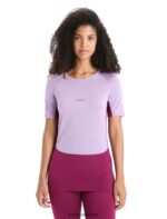 Icebreaker Women 125 ZoneKnit Merino Short Sleeve Crewe Thermal Top Z04NXR589 Clothing Purple Gaze/Go Berry