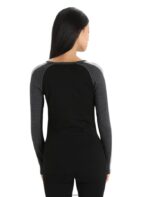 Icebreaker Women 200 ZoneKnit Merino Long Sleeve Crewe Thermal Top Z04NXR580 Clothing Jet Heather/Black - Image 2