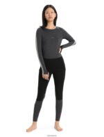 Icebreaker Women 200 ZoneKnit Merino Long Sleeve Crewe Thermal Top Z04NXR580 Clothing Jet Heather/Black - Image 3