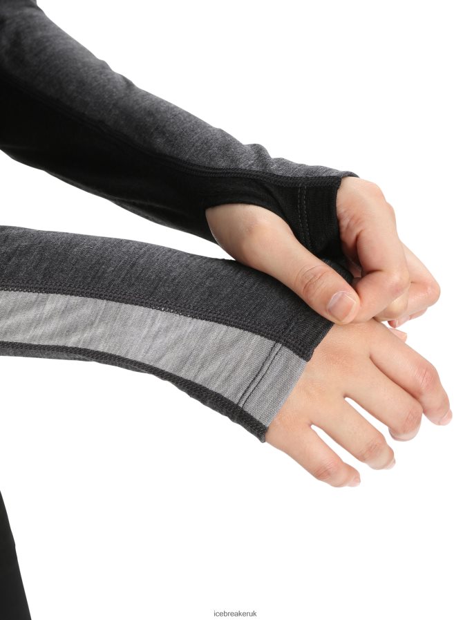 Icebreaker Women 200 ZoneKnit Merino Long Sleeve Crewe Thermal Top Z04NXR580 Clothing Jet Heather/Black - Image 5