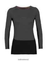 Icebreaker Women 200 ZoneKnit Merino Long Sleeve Crewe Thermal Top Z04NXR580 Clothing Jet Heather/Black - Image 6
