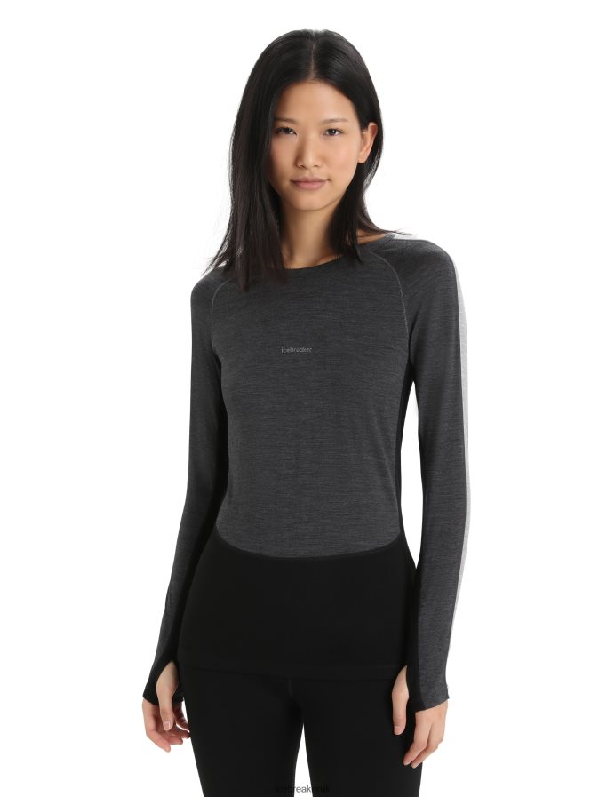 icebreaker_women_200_zoneknit_merino_long_sleeve_crewe_thermal_top_z04nxr580_clothing_jet_heather_black.jpg Icebreaker Women 200 ZoneKnit Merino Long Sleeve Crewe Thermal Top Z04NXR580 Clothing Jet Heather/Black - Image 1