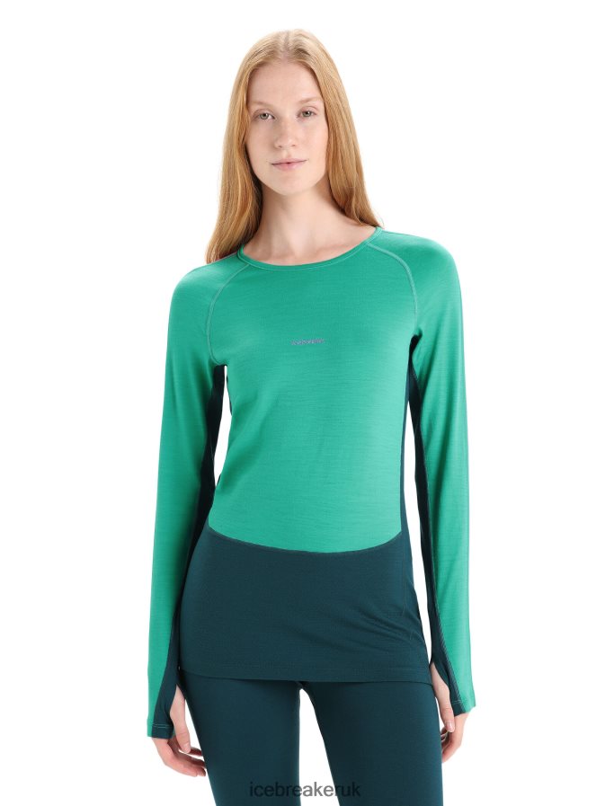 icebreaker_women_200_zoneknit_merino_long_sleeve_crewe_thermal_top_z04nxr581_clothing_fresh_green_glory.jpg Icebreaker Women 200 ZoneKnit Merino Long Sleeve Crewe Thermal Top Z04NXR581 Clothing Fresh/Green Glory - Image 1