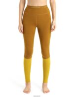 Icebreaker Women 200 ZoneKnit Merino Thermal Leggings Z04NXR883 Clothing Clove/Silent Gold