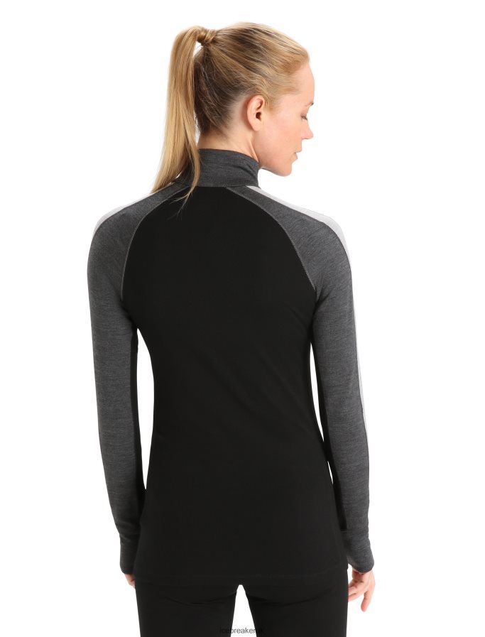 Icebreaker Women 260 ZoneKnit Merino Long Sleeve Half Zip Thermal Top Z04NXR596 Clothing Jet Heather/Black - Image 2