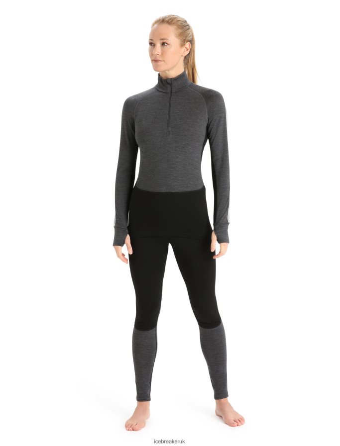 Icebreaker Women 260 ZoneKnit Merino Long Sleeve Half Zip Thermal Top Z04NXR596 Clothing Jet Heather/Black - Image 3