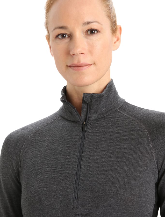 Icebreaker Women 260 ZoneKnit Merino Long Sleeve Half Zip Thermal Top Z04NXR596 Clothing Jet Heather/Black - Image 4