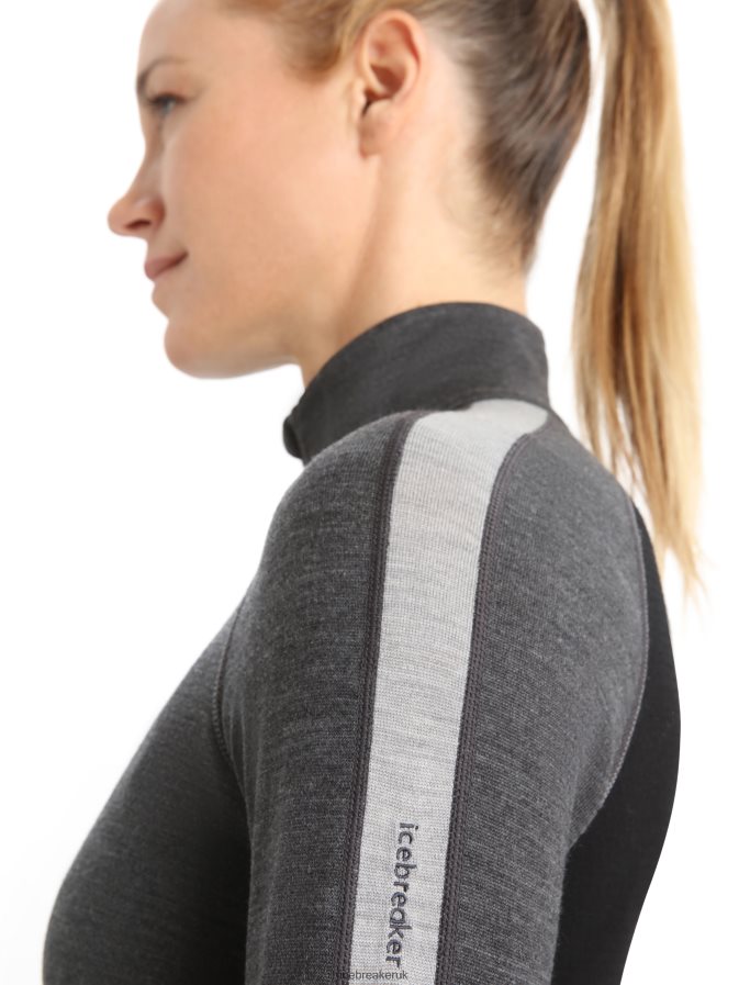 Icebreaker Women 260 ZoneKnit Merino Long Sleeve Half Zip Thermal Top Z04NXR596 Clothing Jet Heather/Black - Image 5