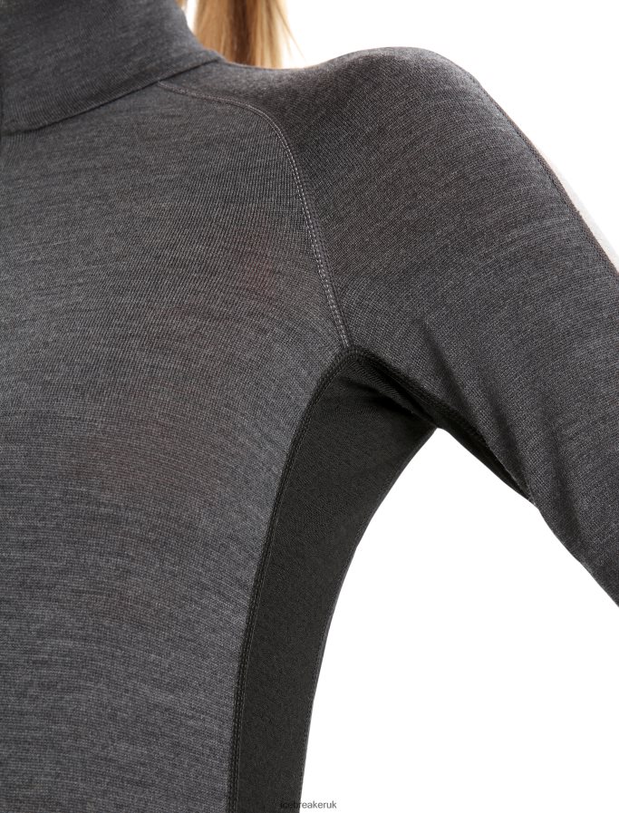Icebreaker Women 260 ZoneKnit Merino Long Sleeve Half Zip Thermal Top Z04NXR596 Clothing Jet Heather/Black - Image 6