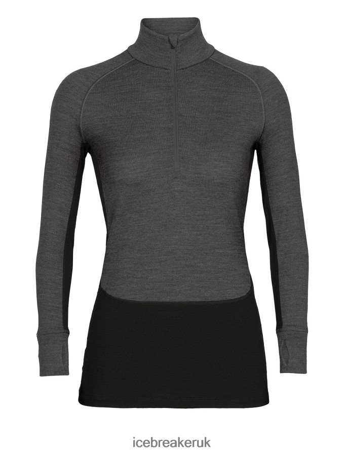 Icebreaker Women 260 ZoneKnit Merino Long Sleeve Half Zip Thermal Top Z04NXR596 Clothing Jet Heather/Black - Image 8