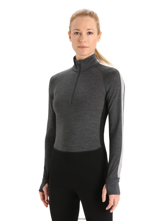 Icebreaker Women 260 ZoneKnit Merino Long Sleeve Half Zip Thermal Top Z04NXR596 Clothing Jet Heather/Black - Image 1