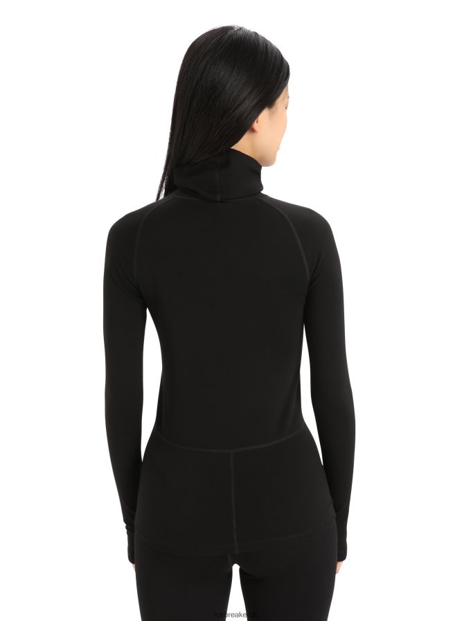 Icebreaker Women 300 MerinoFine Long Sleeve Roll Neck Thermal Top Z04NXR586 Clothing Black - Image 2