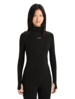 Icebreaker Women 300 MerinoFine Long Sleeve Roll Neck Thermal Top Z04NXR586 Clothing Black