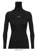 Icebreaker Women 300 MerinoFine Long Sleeve Roll Neck Thermal Top Z04NXR586 Clothing Black - Image 5