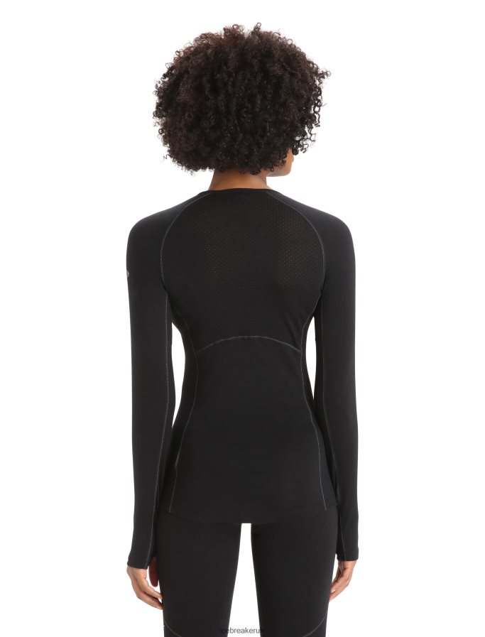 Icebreaker Women BodyfitZone Merino 150 Zone Long Sleeve Crewe Thermal Top Z04NXR794 Clothing Black - Image 2