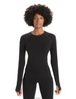 Icebreaker Women BodyfitZone Merino 150 Zone Long Sleeve Crewe Thermal Top Z04NXR794 Clothing Black