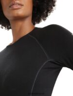 Icebreaker Women BodyfitZone Merino 150 Zone Long Sleeve Crewe Thermal Top Z04NXR794 Clothing Black - Image 6
