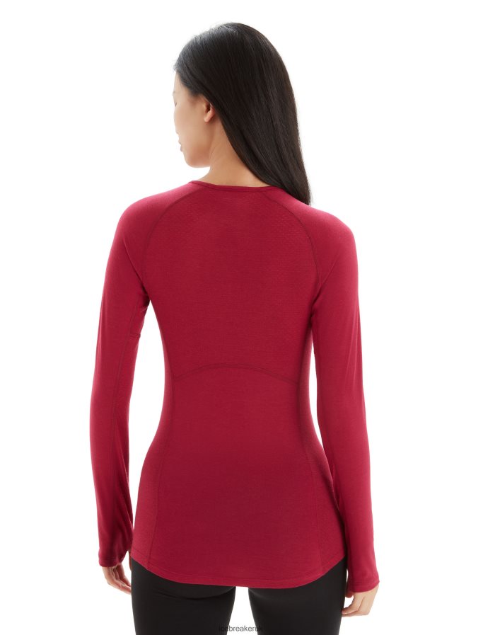 Icebreaker Women BodyfitZone Merino 150 Zone Long Sleeve Crewe Thermal Top Z04NXR795 Clothing Cherry - Image 2