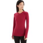 Icebreaker Women BodyfitZone Merino 150 Zone Long Sleeve Crewe Thermal Top Z04NXR795 Clothing Cherry