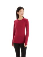 Icebreaker Women BodyfitZone Merino 150 Zone Long Sleeve Crewe Thermal Top Z04NXR795 Clothing Cherry