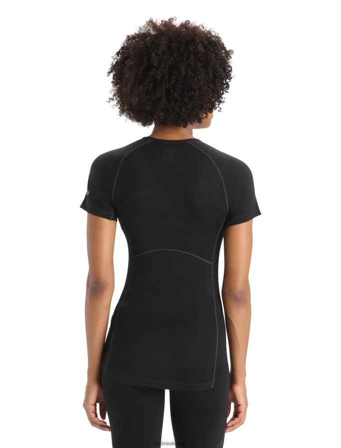 Icebreaker Women BodyfitZone Merino 150 Zone Short Sleeve Crewe Thermal Top Z04NXR567 Clothing Black - Image 2