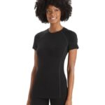 Icebreaker Women BodyfitZone Merino 150 Zone Short Sleeve Crewe Thermal Top Z04NXR567 Clothing Black