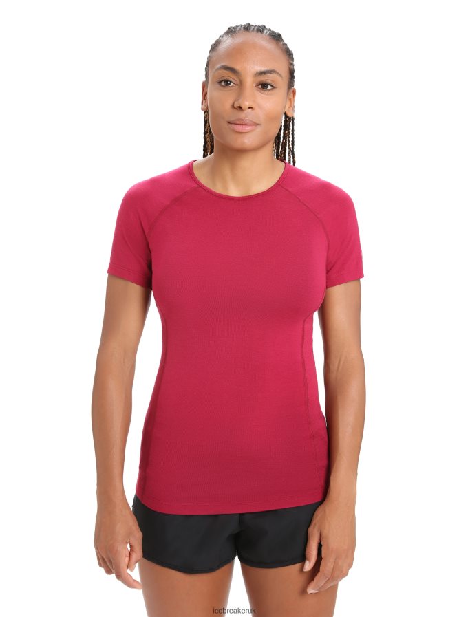 Icebreaker Women BodyfitZone Merino 150 Zone Short Sleeve Crewe Thermal Top Z04NXR891 Clothing Cherry - Image 1