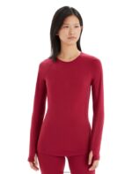 Icebreaker Women BodyfitZone Merino 200 Zone Thermal Long Sleeve Crewe Top Z04NXR863 Clothing Cherry