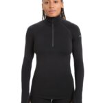 Icebreaker Women BodyfitZone Merino 200 Zone Thermal Long Sleeve Half Zip Top Z04NXR805 Clothing Black